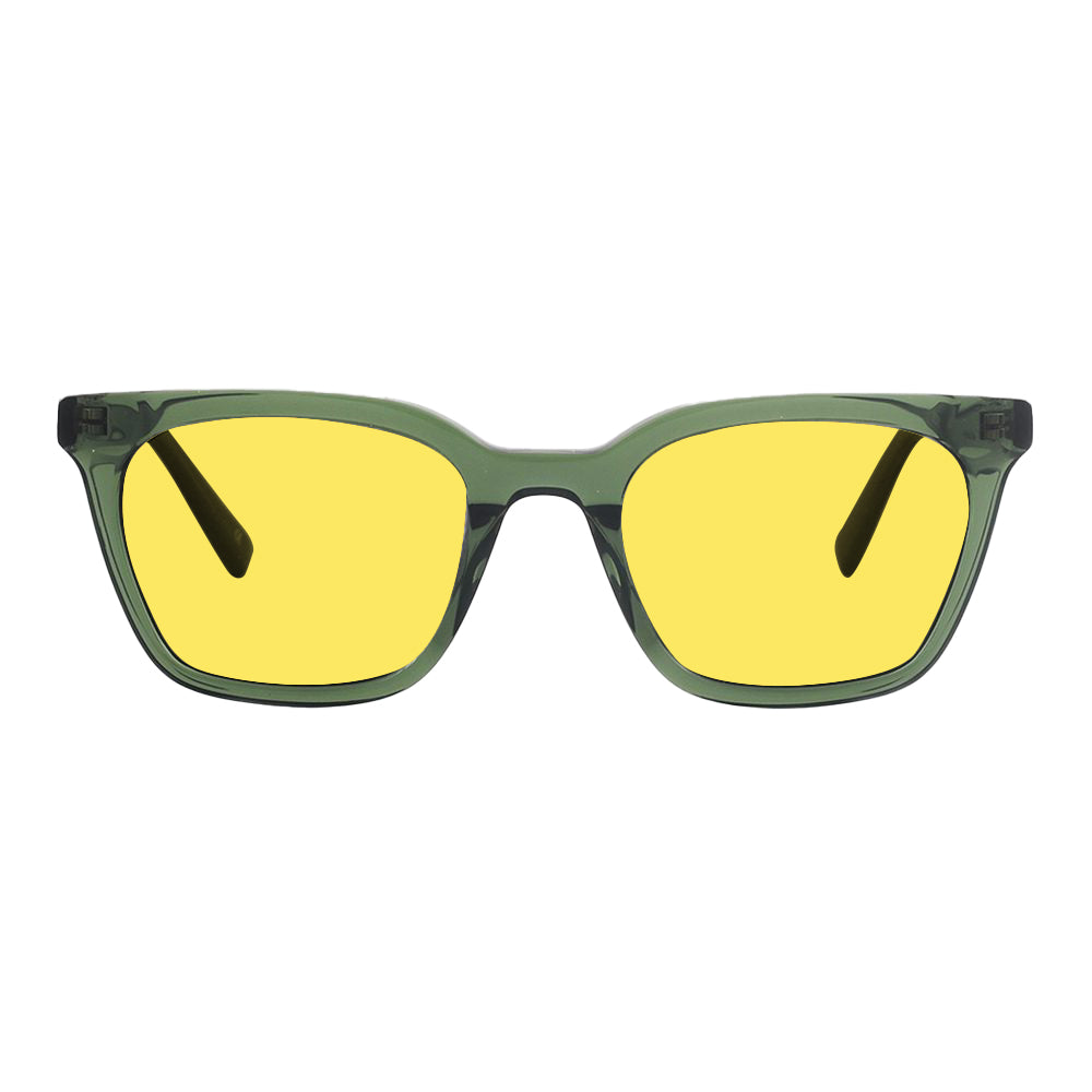 KUGO Astor Green 450nm blocking front view - Handmade blue and green light blocking sunset glasses for better sleeping, featuring eco-friendly biodegradable acetate for a stylish, sustainable look.