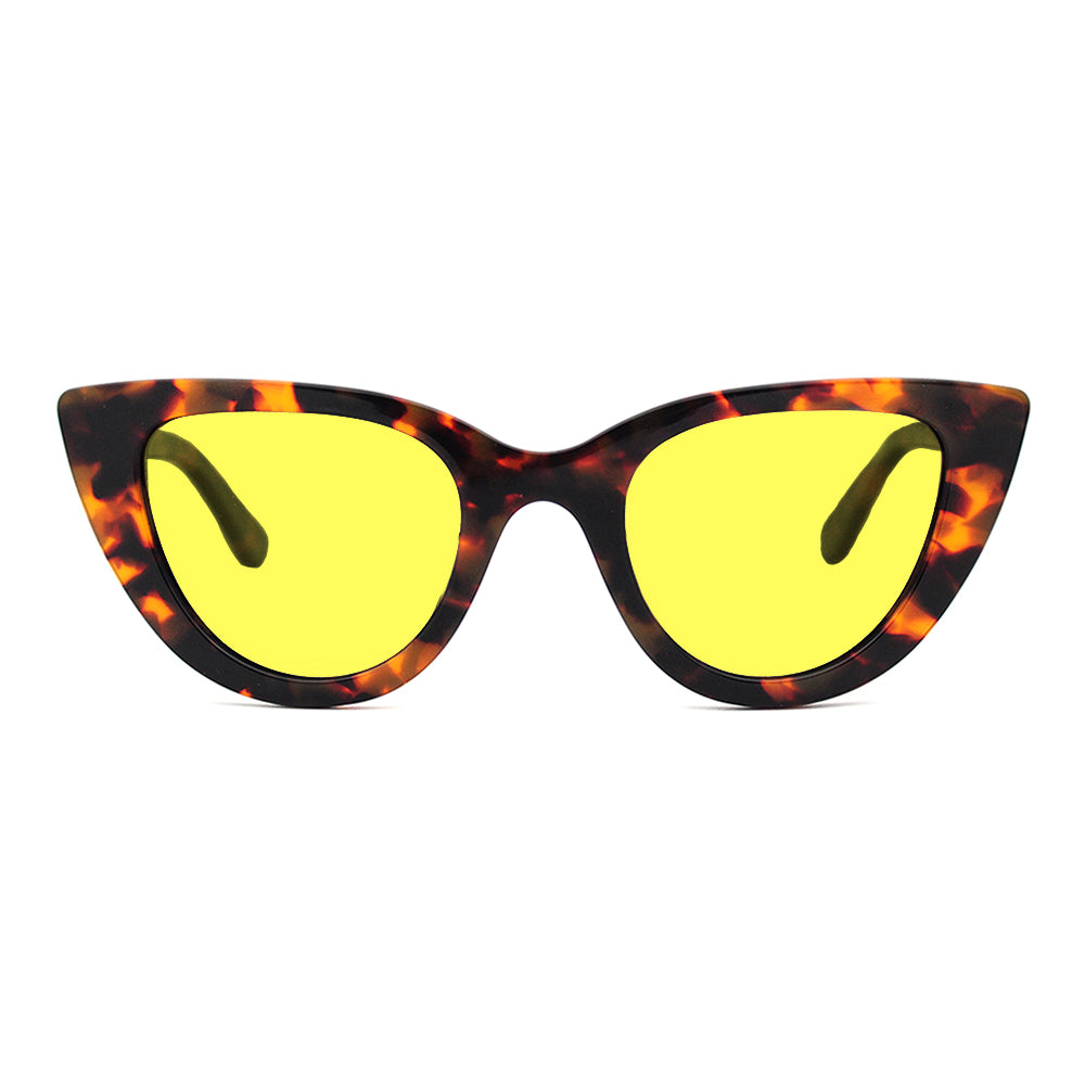 KUGO Cherry Tortoise Premium 450nm blocking front view - Handmade blue light reducing daytime glasses for better working, gaming, watching, driving and sleeping featuring eco-friendly biodegradable acetate for a stylish, sustainable look.