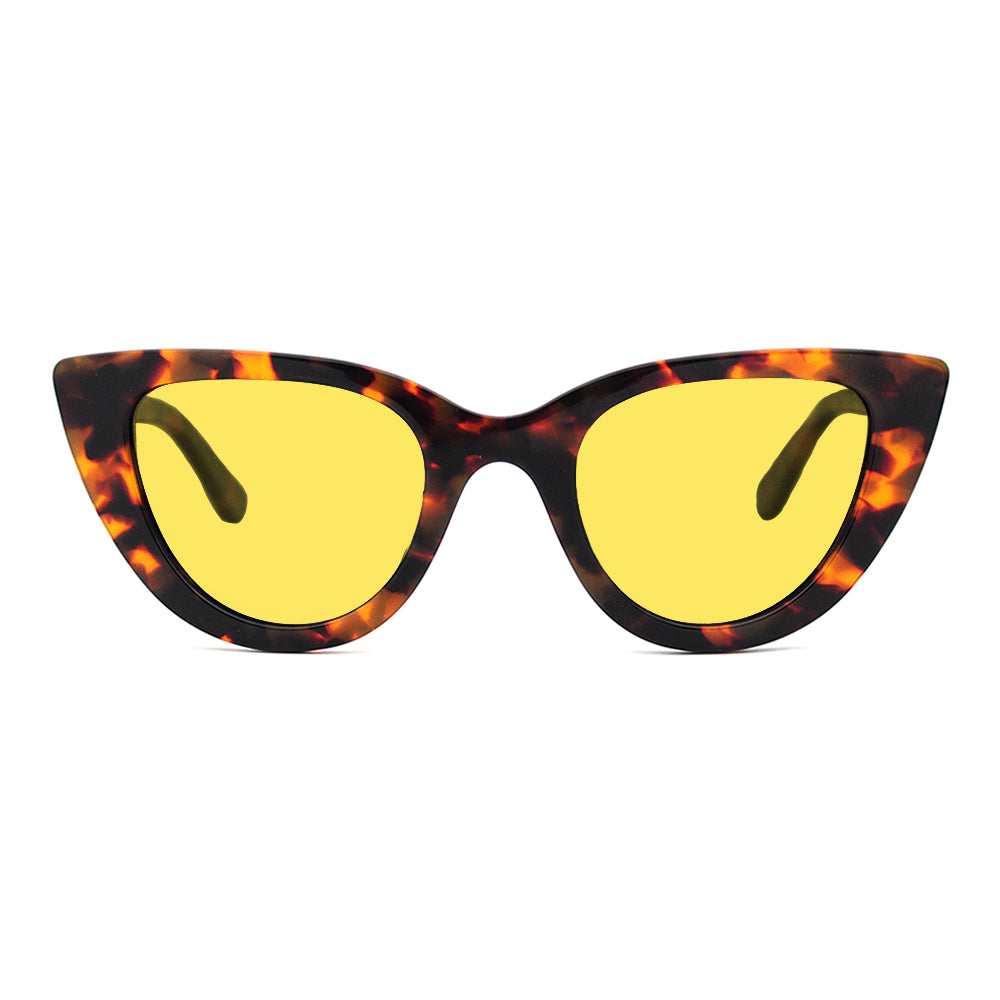 KUGO Cherry Tortoise 450nm blocking front view - Handmade blue light reducing daytime glasses for better working, gaming, watching, driving and sleeping featuring eco-friendly biodegradable acetate for a stylish, sustainable look.