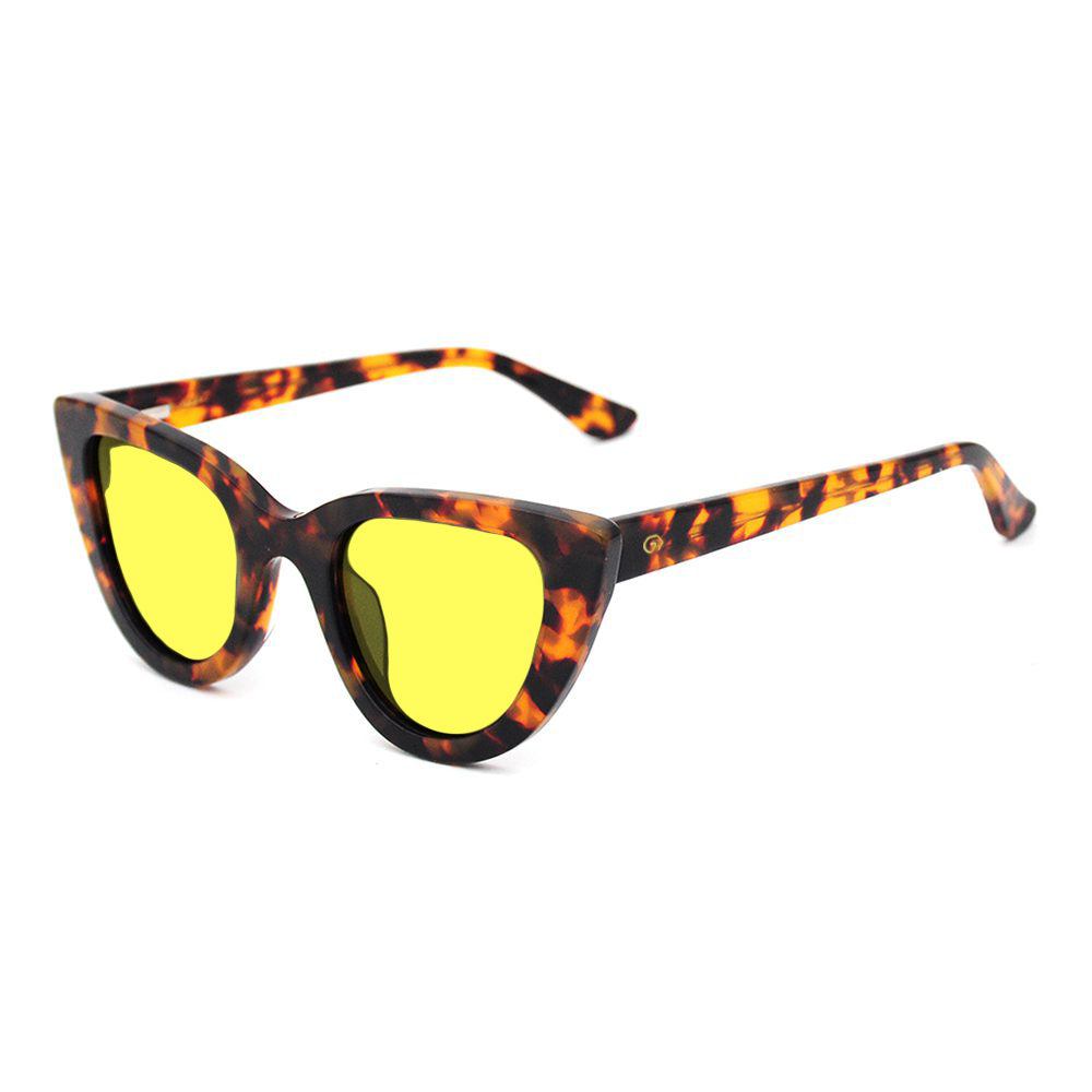 KUGO Cherry Tortoise Premium 450nm blocking side view - Handmade blue light reducing daytime glasses for better working, gaming, watching, driving and sleeping featuring eco-friendly biodegradable acetate for a stylish, sustainable look.