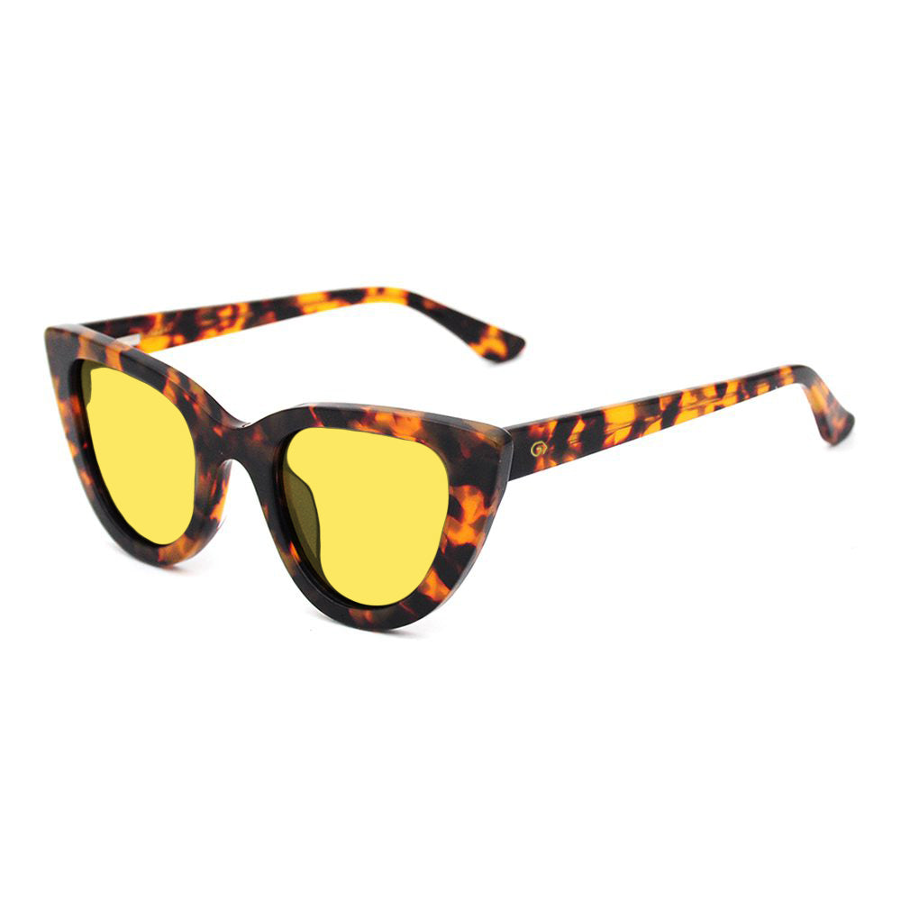 KUGO Cherry Tortoise 450nm blocking side view - Handmade blue light reducing daytime glasses for better working, gaming, watching, driving and sleeping featuring eco-friendly biodegradable acetate for a stylish, sustainable look.