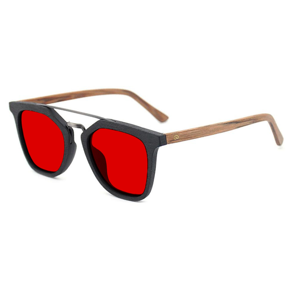 KUGO Leroy Brown 550nm blocking side view - Handmade blue and green light blocking sunset glasses for better sleeping, featuring eco-friendly biodegradable acetate for a stylish, sustainable look.