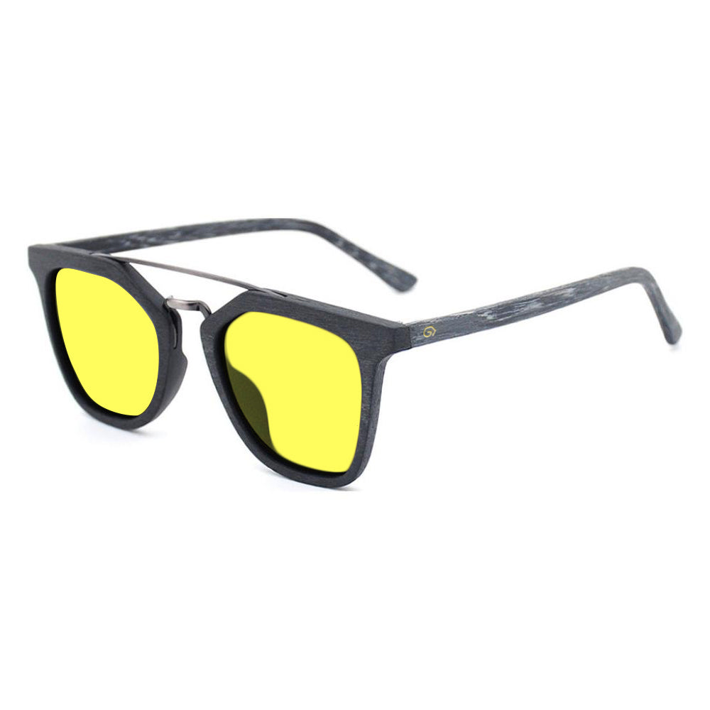 KUGO Leroy Gray premium 450nm blocking side view - Handmade blue and green light blocking sunset glasses for better sleeping, featuring eco-friendly biodegradable acetate for a stylish, sustainable look.