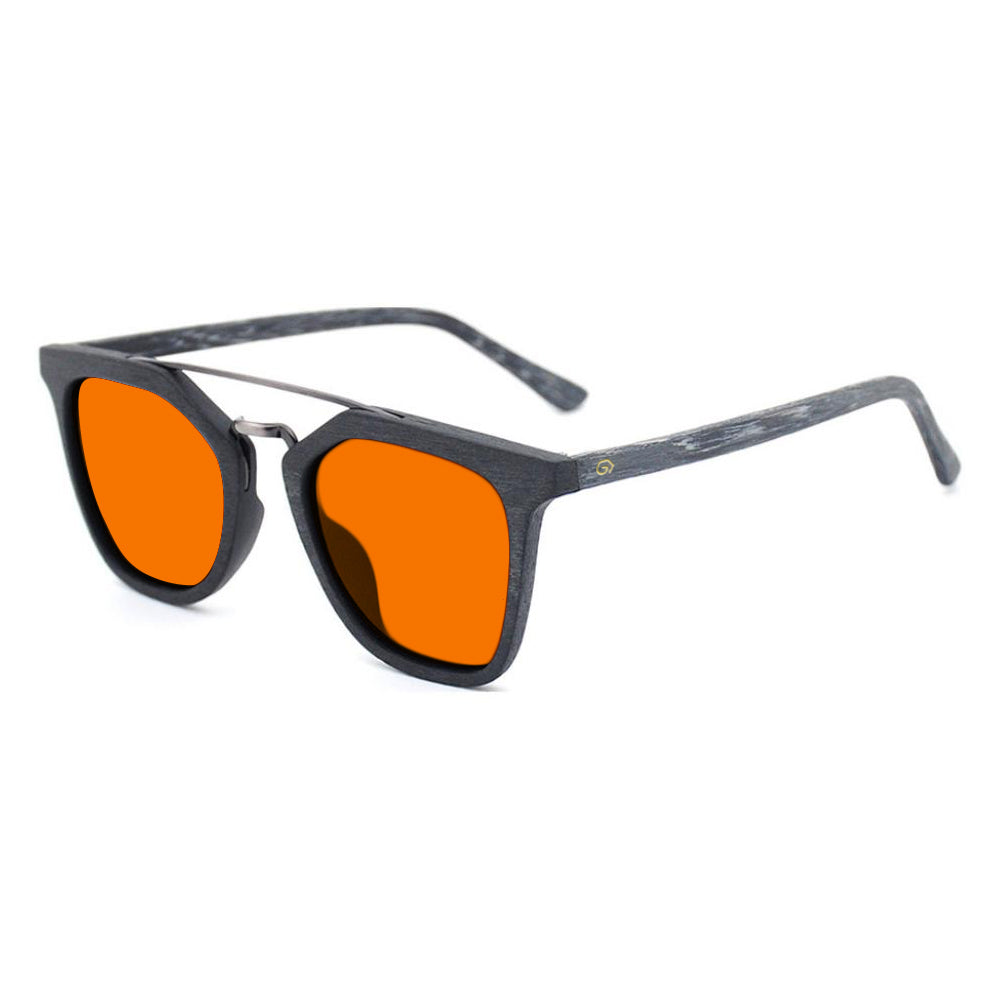KUGO Leroy Gray premium 530nm blocking side view - Handmade blue and green light blocking sunset glasses for better sleeping, featuring eco-friendly biodegradable acetate for a stylish, sustainable look.