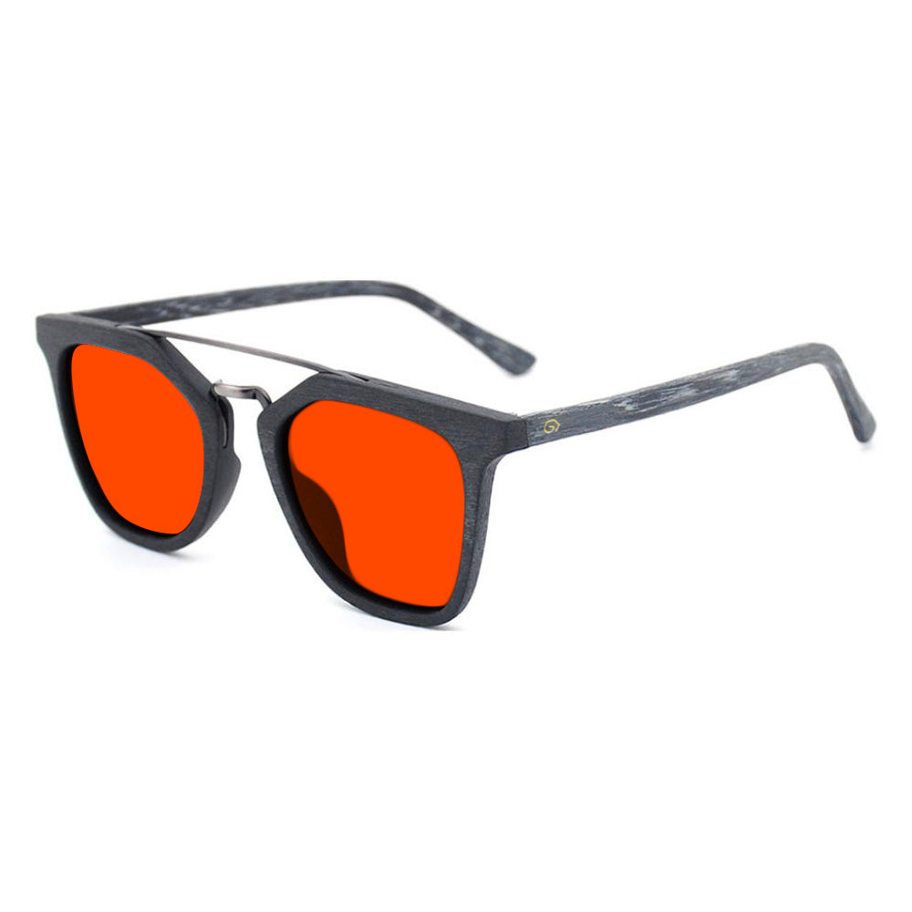 KUGO Leroy Gray premium 550nm blocking side view - Handmade blue and green light blocking sunset glasses for better sleeping, featuring eco-friendly biodegradable acetate for a stylish, sustainable look.