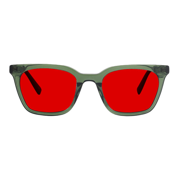 KUGO Astor Green 550nm blocking front view - Handmade blue and green light blocking sunset glasses for better sleeping, featuring eco-friendly biodegradable acetate for a stylish, sustainable look.