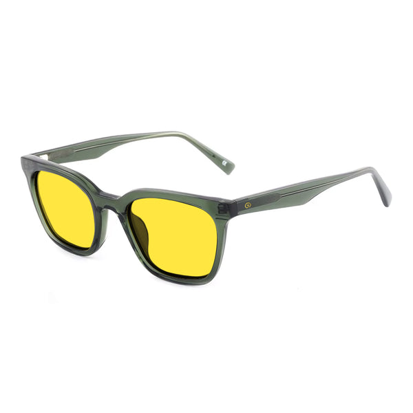 KUGO Astor Green 450nm side view - Handmade blue light reducing daytime glasses for better working, driving, gaming, watching and sleeping featuring eco-friendly biodegradable acetate for a stylish, sustainable look.