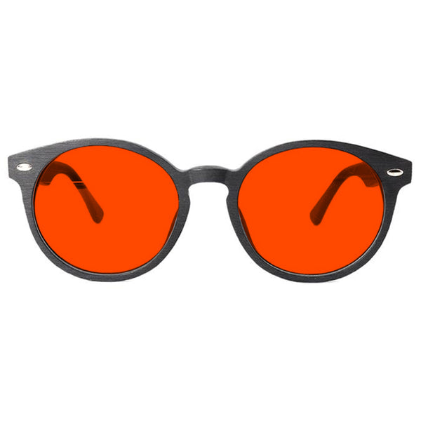 KUGO Bleecker premium 550nm blocking front view - Handmade blue and green light blocking sunset glasses for better sleeping, featuring eco-friendly biodegradable acetate for a stylish, sustainable look.