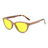 KUGO Bowery Walnut Premium 450nm side view - Handmade blue light reducing daytime glasses for better working, driving and sleeping featuring natural wood for a stylish, sustainable look.