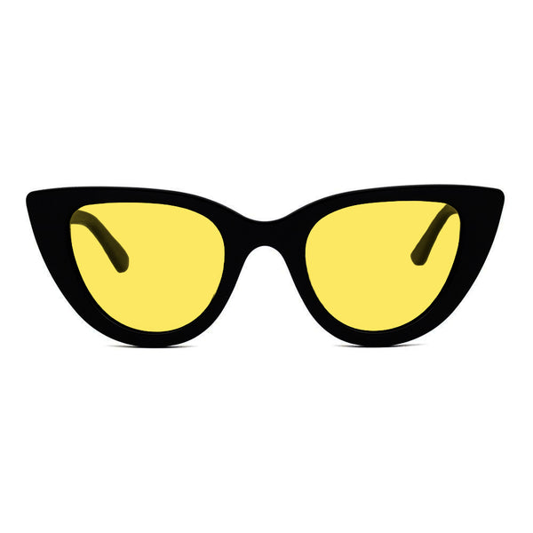 KUGO Cherry Black 450nm blocking front view - Handmade blue light reducing daytime glasses for better working, gaming, watching, driving and sleeping featuring eco-friendly biodegradable acetate for a stylish, sustainable look.