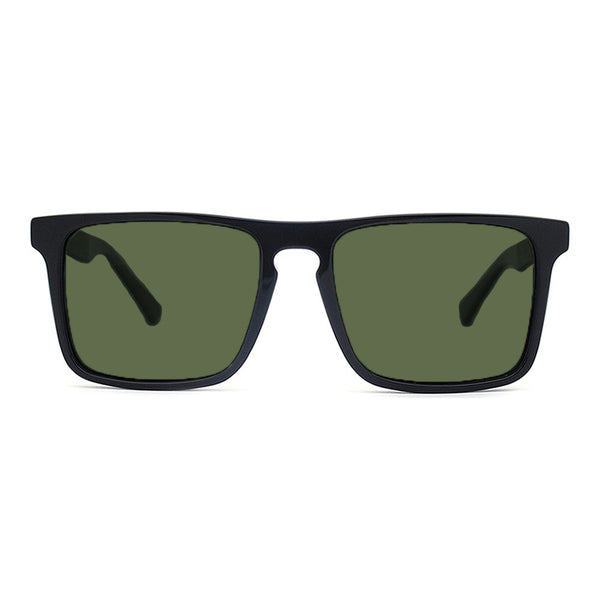 KUGO Columbus Premium Green Lens sunglasses made of natural wood and biodegradable acetate front view