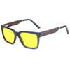 KUGO Dey premium 450nm blocking side view - Handmade blue and green light blocking sunset glasses for better sleeping, featuring eco-friendly biodegradable acetate frames and natural wood arms for a stylish, sustainable look.