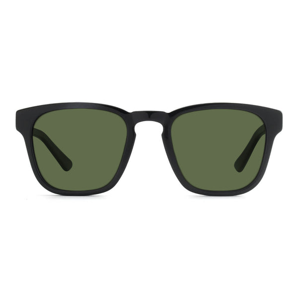 KUGO Fulton Premium Green Lens sunglasses made of wood and biodegradable acetate front view