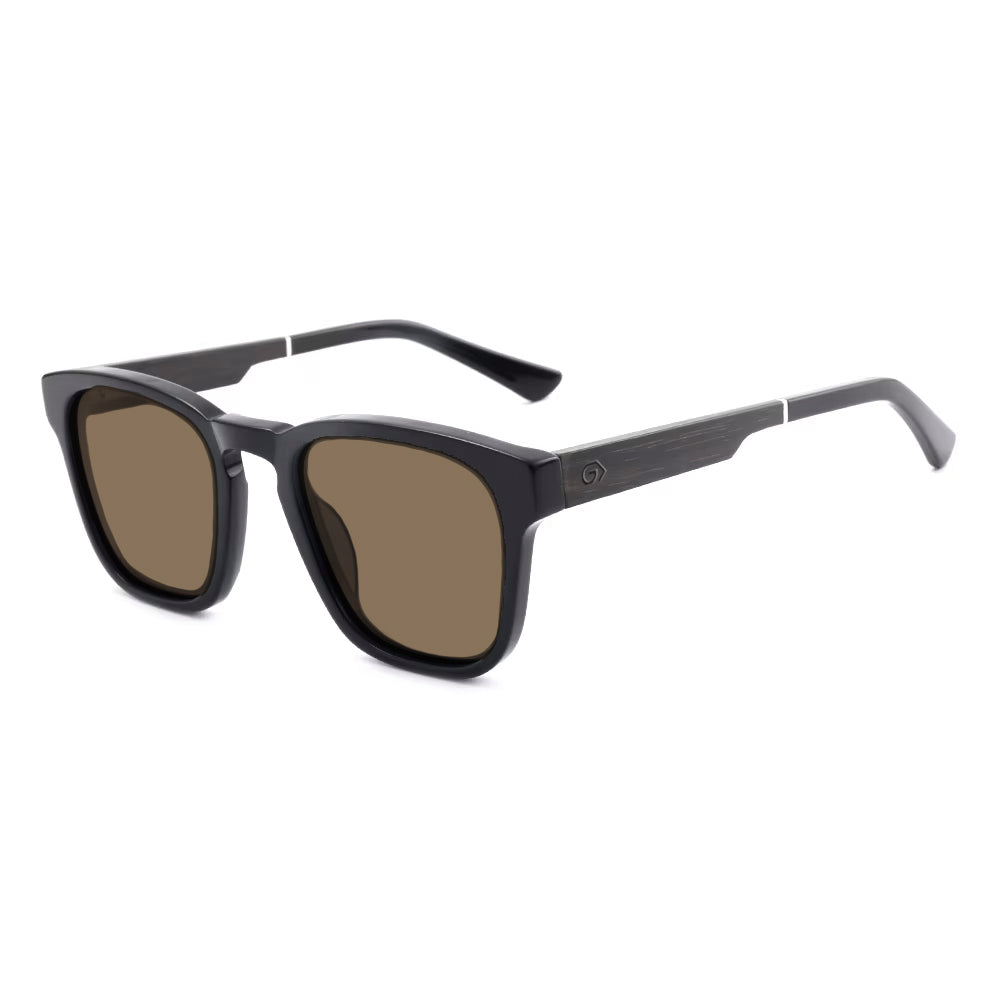 KUGO Fulton Premium Brown Lens sunglasses made of wood and biodegradable acetate side view