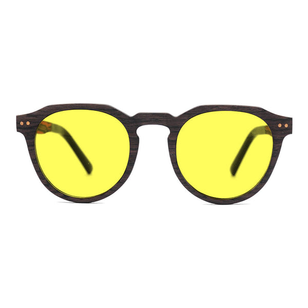 KUGO Lenox Oak Premium 450nm front view - Handmade blue light reducing daytime glasses for better working, driving, watching, gaming and sleeping featuring natural wood for a stylish, sustainable look.