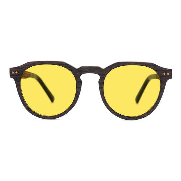 KUGO Lenox Oak 450nm front view - Handmade blue light reducing daytime glasses for better working, driving, watching, gaming and sleeping featuring natural wood for a stylish, sustainable look.