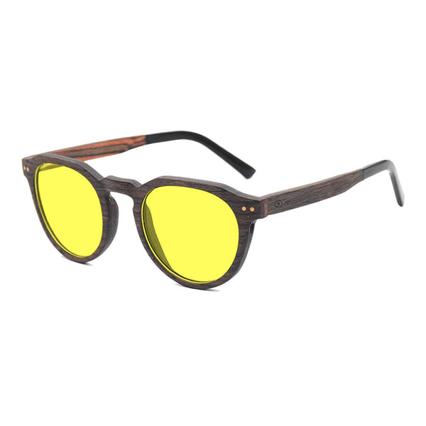 KUGO Lenox Oak Premium 450nm side view - Handmade blue light reducing daytime glasses for better working, driving, watching, gaming and sleeping featuring natural wood for a stylish, sustainable look.