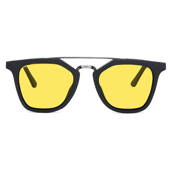KUGO Leroy Brown 450nm blocking front view - Handmade blue and green light blocking sunset glasses for better sleeping, featuring eco-friendly biodegradable acetate for a stylish, sustainable look.