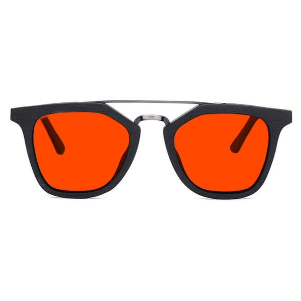 KUGO Leroy Gray premium 550nm blocking front view - Handmade blue and green light blocking sunset glasses for better sleeping, featuring eco-friendly biodegradable acetate for a stylish, sustainable look.