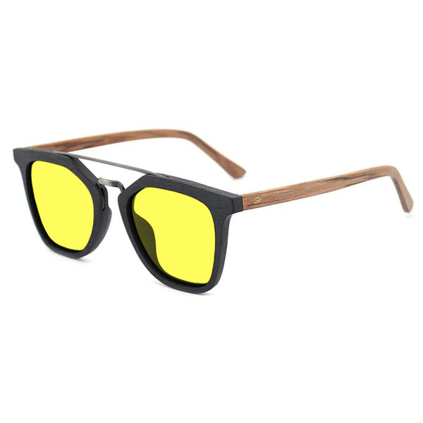 KUGO Leroy Brown premium 450nm blocking side view - Handmade blue and green light blocking sunset glasses for better sleeping, featuring eco-friendly biodegradable acetate for a stylish, sustainable look.
