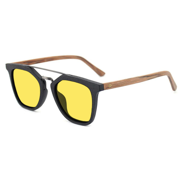 KUGO Leroy Brown 450nm blocking side view - Handmade blue and green light blocking sunset glasses for better sleeping, featuring eco-friendly biodegradable acetate for a stylish, sustainable look.