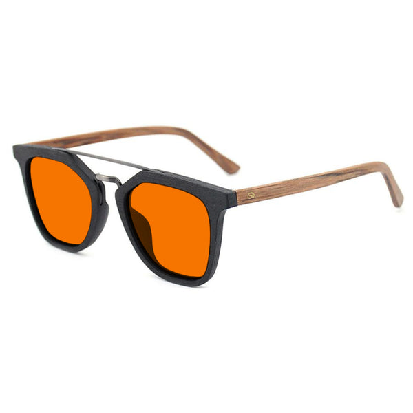 KUGO Leroy Brown premium 530nm blocking side view - Handmade blue and green light blocking sunset glasses for better sleeping, featuring eco-friendly biodegradable acetate for a stylish, sustainable look.