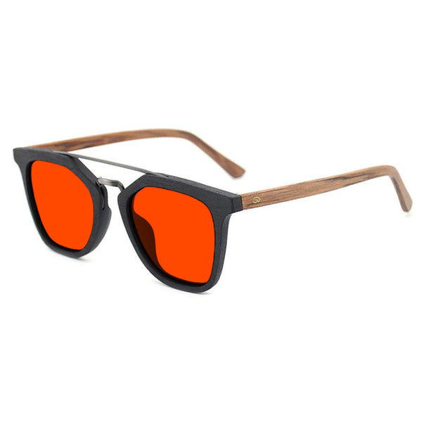 KUGO Leroy Brown premium 550nm blocking side view - Handmade blue and green light blocking sunset glasses for better sleeping, featuring eco-friendly biodegradable acetate for a stylish, sustainable look.