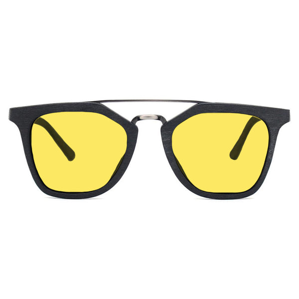 KUGO Leroy Gray 450nm blocking front view - Handmade blue and green light blocking sunset glasses for better sleeping, featuring eco-friendly biodegradable acetate for a stylish, sustainable look.