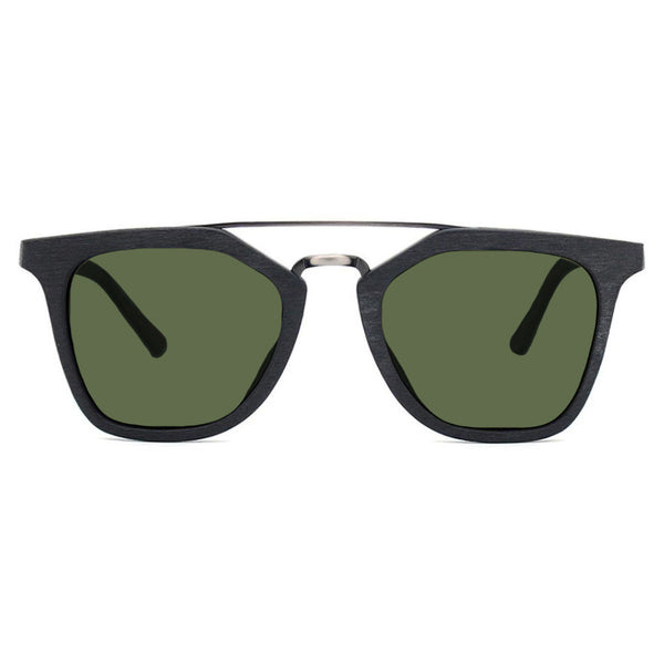 KUGO Leroy Premium Green lens sunglasses made of biodegradable acetate front view