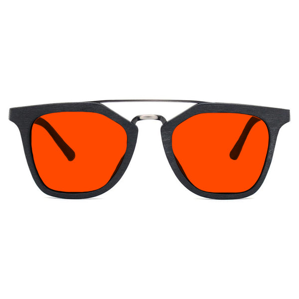 KUGO Leroy Brown premium 550nm blocking front view - Handmade blue and green light blocking sunset glasses for better sleeping, featuring eco-friendly biodegradable acetate for a stylish, sustainable look.