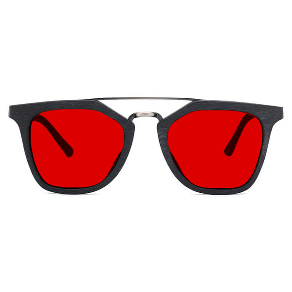 KUGO Leroy Gray 550nm blocking front view - Handmade blue and green light blocking sunset glasses for better sleeping, featuring eco-friendly biodegradable acetate for a stylish, sustainable look.