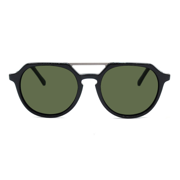 KUGO Ludlow Premium Green lens sunglasses made of biodegradable acetate front view