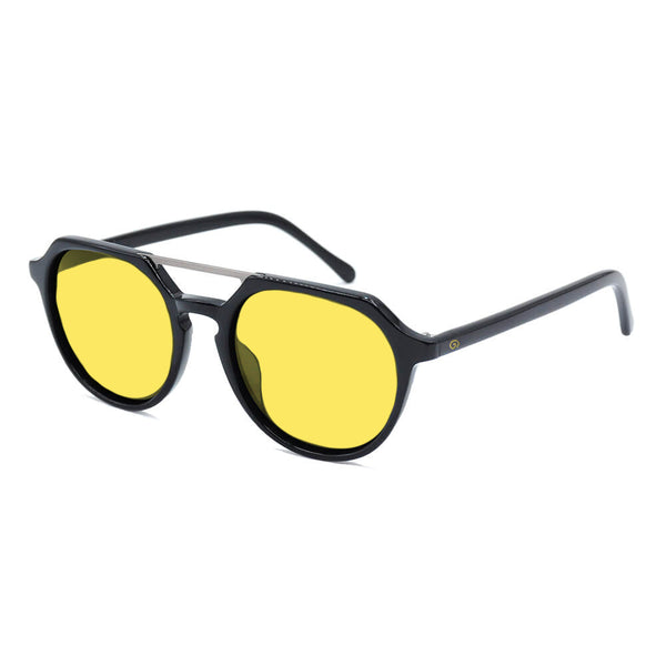 KUGO Ludlow 450nm blocking side view- Handmade blue and green light blocking sunset glasses for better sleeping, featuring eco-friendly biodegradable acetate for a stylish, sustainable look.