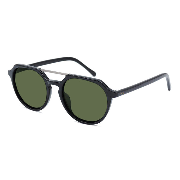 KUGO Ludlow Premium Green lens sunglasses made of biodegradable acetate side view
