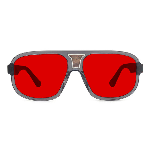 KUGO Mercer 550nm blocking front view - Handmade blue and green light blocking sunset glasses for better sleeping, featuring eco-friendly biodegradable acetate for a stylish, sustainable look.