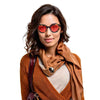 KUGO Cherry tortoise sunset - blue and green light blocking glasses for bedtime made of biodegradable acetate on model