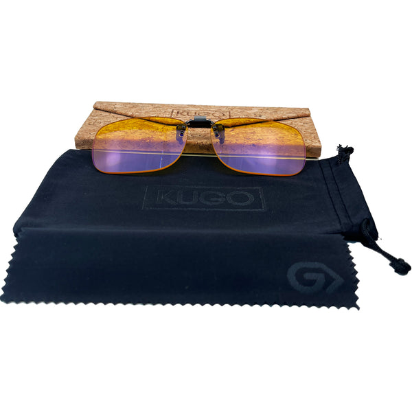 KUGO Universal daytime clip on any glasses with reducing 80% of light up to 450nm for wellbeing - package