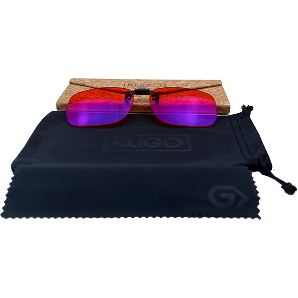 KUGO Universal sunset clip on any glasses with filtering up to 500nm for better sleeping - package