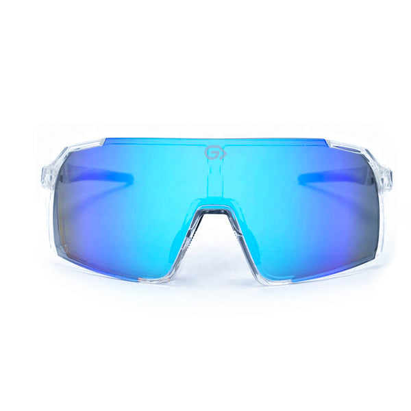KUGO durable Sport Sunglasses transparent frame and Blue lens