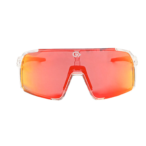 KUGO durable Sport Sunglasses transparent frame and red lens 