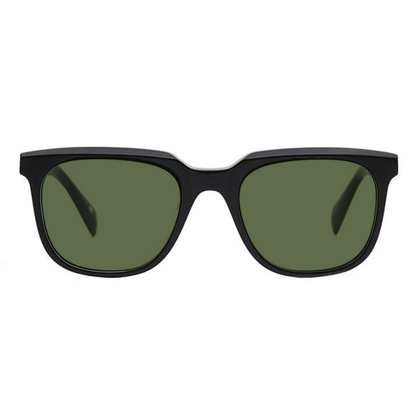 KUGO Stanton Black - Green Premium Lens sunglasses made of biodegradable acetate front view