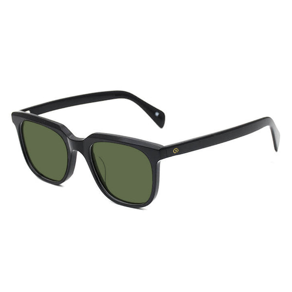 KUGO Stanton Black - Green Premium Lens sunglasses made of biodegradable acetate side view