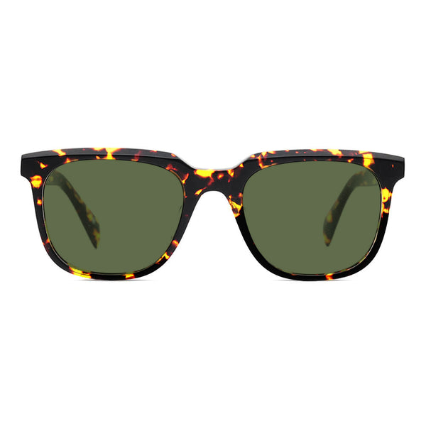 KUGO Stanton Tortoise - Green Premium Lens sunglasses made of biodegradable acetate front view