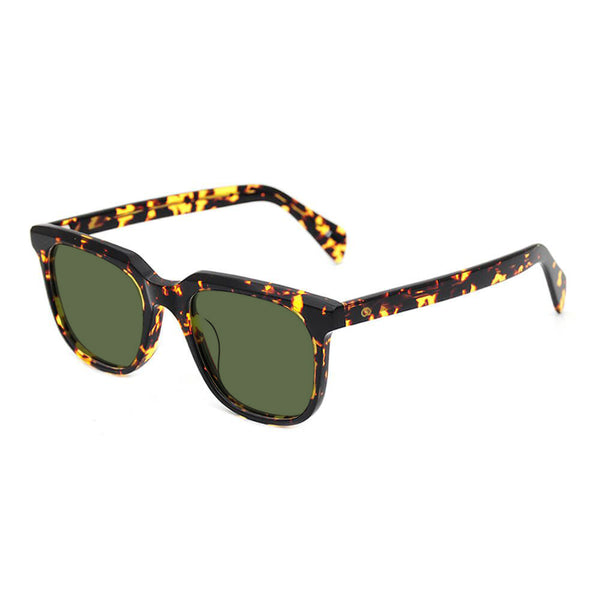 KUGO Stanton Tortoise - Green Premium Lens sunglasses made of biodegradable acetate side view