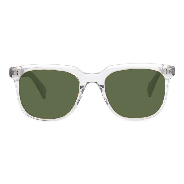 KUGO Stanton Transparent - Green Premium Lens sunglasses made of biodegradable acetate front view