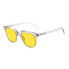 KUGO Stanton transparent 450nm blocking side view- Handmade blue and green light blocking sunset glasses for better sleeping, featuring eco-friendly biodegradable acetate for a stylish, sustainable look.