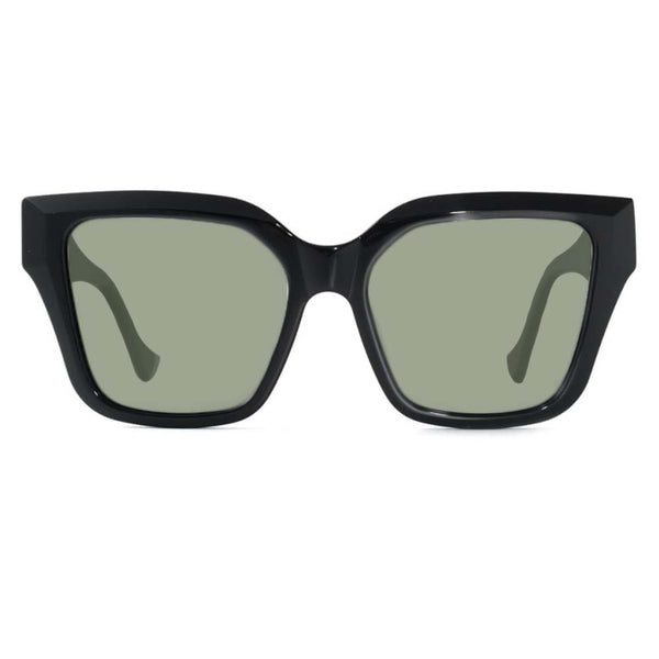 KUGO Taras Black front view of green lens sunglasses