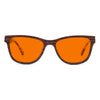 KUGO Madison premium 530nm blocking front view - Handmade blue and green light blocking sunset glasses for better sleeping, featuring eco-friendly biodegradable acetate end of arms and natural wood the rest of the frame for a stylish, sustainable look.