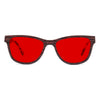 KUGO Madison 550nm blocking front view - Handmade blue and green light blocking sunset glasses for better sleeping, featuring eco-friendly biodegradable acetate end of arms and natural wood the rest of the frame for a stylish, sustainable look.