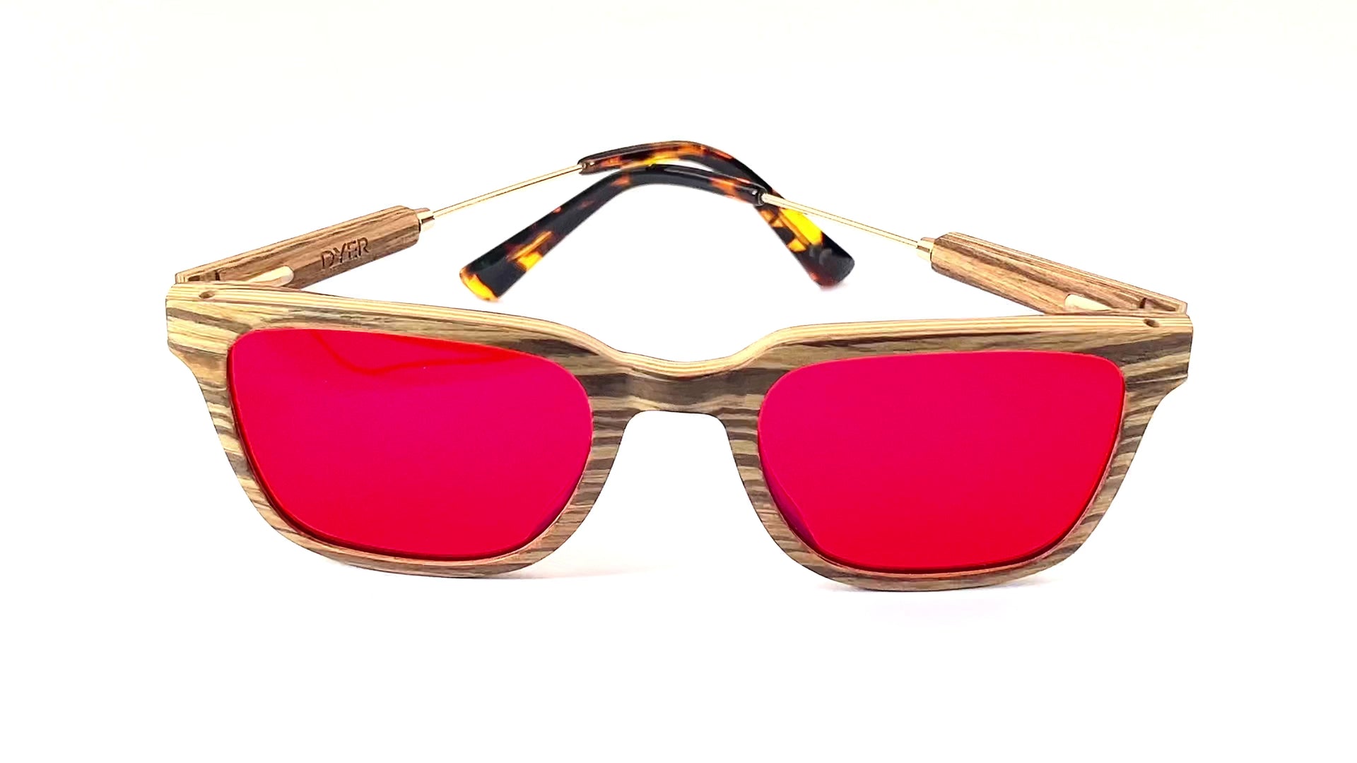 KUGO Dyer blue light blocking glasses made of zebra wood - sunset